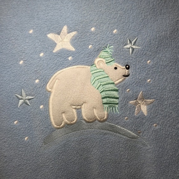 Delicates Plush Fleece Bathrobe Blue Polar Bear Winter Robe XL Y2K Cozycore - Picture 6 of 11